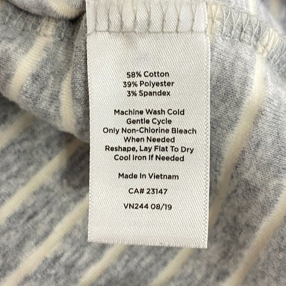 Talbots Grey Striped Notch Neck Top Women's Size Medium Petite - Picture 4 of 6